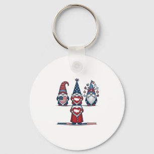 Patriotic Gnome Trio Vintage Vector Design_1 Key Ring