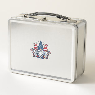 Patriotic Gnome Trio Vintage Vector Design_1 Metal Lunch Box