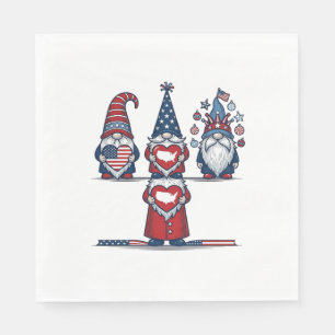 Patriotic Gnome Trio Vintage Vector Design_1 Napkin