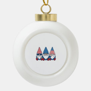Patriotic Gnome Trio Vintage Vector Shirt Design_1 Ceramic Ball Christmas Ornament