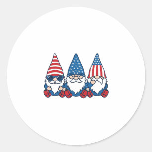 Patriotic Gnome Trio Vintage Vector Shirt Design_1 Classic Round Sticker