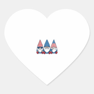 Patriotic Gnome Trio Vintage Vector Shirt Design_1 Heart Sticker