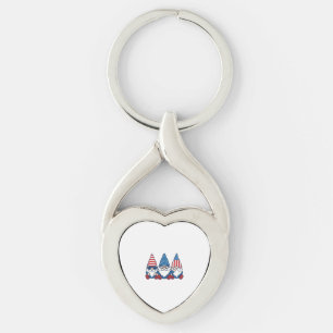 Patriotic Gnome Trio Vintage Vector Shirt Design_1 Key Ring