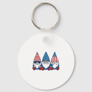 Patriotic Gnome Trio Vintage Vector Shirt Design_1 Key Ring