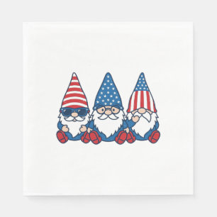 Patriotic Gnome Trio Vintage Vector Shirt Design_1 Napkin