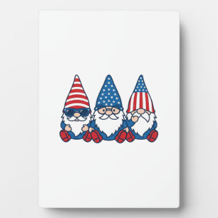 Patriotic Gnome Trio Vintage Vector Shirt Design_1 Plaque