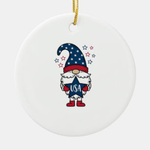 Patriotic Gnome USA Star Vector Shirt Design_1 Ceramic Ornament