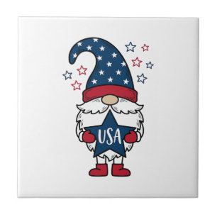 Patriotic Gnome USA Star Vector Shirt Design_1 Ceramic Tile