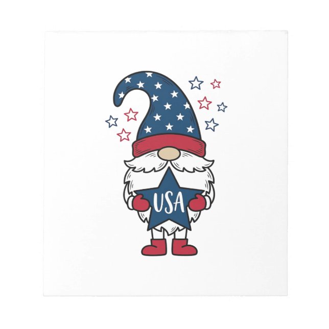 Patriotic Gnome USA Star Vector Shirt Design_1 Notepad (Front)