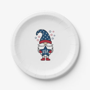 Patriotic Gnome USA Star Vector Shirt Design_1 Paper Plate