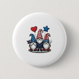 Patriotic Gnome Vintage Engraving Vector Design_1 6 Cm Round Badge