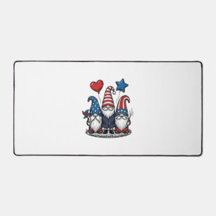 Patriotic Gnome Vintage Engraving Vector Design_1 Desk Mat