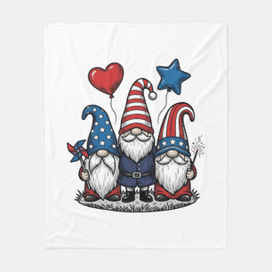 Patriotic Gnome Vintage Engraving Vector Design_1 Fleece Blanket