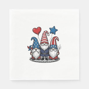 Patriotic Gnome Vintage Engraving Vector Design_1 Napkin