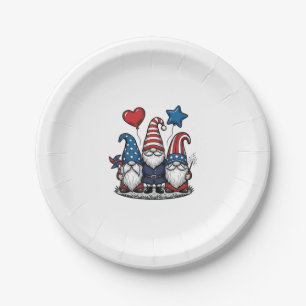 Patriotic Gnome Vintage Engraving Vector Design_1 Paper Plate