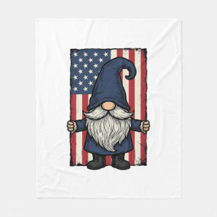 Patriotic Gnome Vintage Flag Shirt Design_1 Fleece Blanket