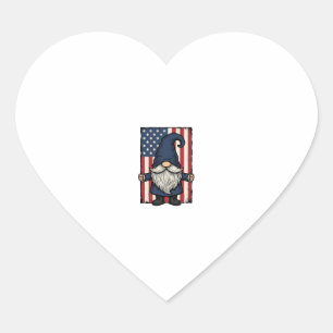 Patriotic Gnome Vintage Flag Shirt Design_1 Heart Sticker