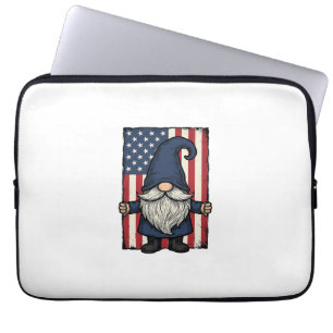 Patriotic Gnome Vintage Flag Shirt Design_1 Laptop Sleeve