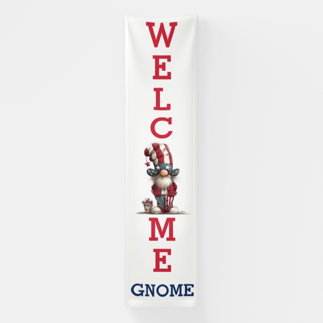 Patriotic Gnome Welcome Sign (Vertical)