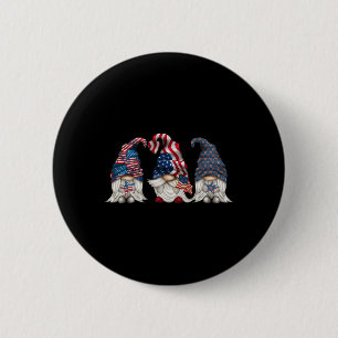 Patriotic Gnomes 4th Of July Funny Gnome Love Amer 6 Cm Round Badge
