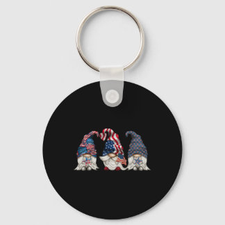 Patriotic Gnomes 4th Of July Funny Gnome Love Amer Key Ring