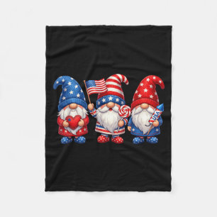 Patriotic Gnomes 4th Of July Funny Gnome Usa Fleece Blanket