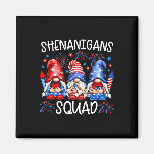Patriotic Gnomes 4th Of July Funny Shenanigans Squ Magnet