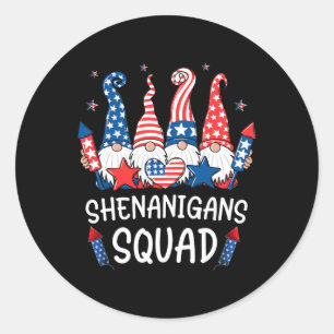 Patriotic Gnomes 4th Of July Shirt Funny Shenaniga Classic Round Sticker