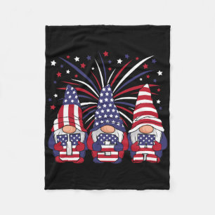 Patriotic Gnomes 4th Of July Usa Men Women Kids  Fleece Blanket