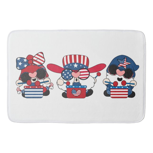 Patriotic Gnomes Bath Mat (Front)