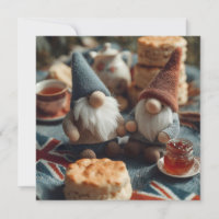 Patriotic Gnomes Enjoying British Afternoon Tea 