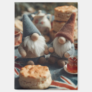 Patriotic Gnomes Enjoying British Afternoon Tea Magnet