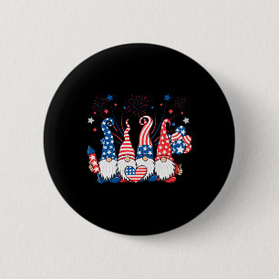 Patriotic Gnomes Fireworks Usa Independence Day 4t 6 Cm Round Badge
