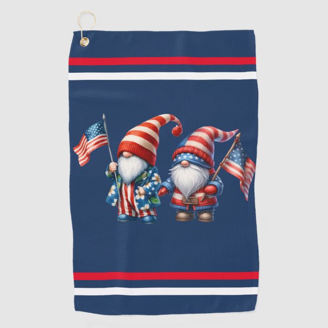 Patriotic Gnomes Golf Towel (Front)