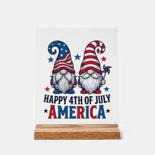 Patriotic Gnomes Happy 4th of July America Shirt_1 Acrylic Sign