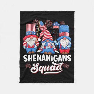 Patriotic Gnomes Shenanigans Squad Usa Fleece Blanket