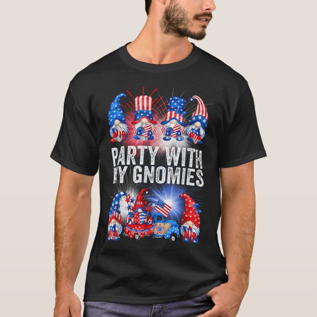 Patriotic Gnomes Usa Party American Flag For  T-Shirt (Front)