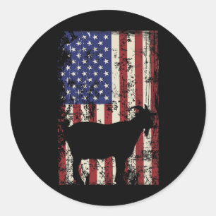Patriotic Goat 4th Of July American Flag Classic Round Sticker