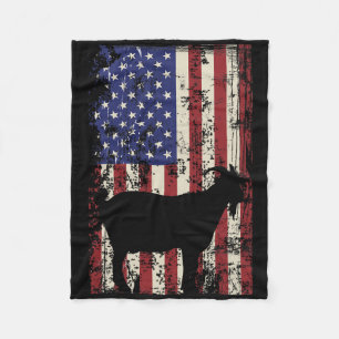 Patriotic Goat 4th Of July American Flag  Fleece Blanket