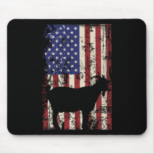 Patriotic Goat 4th Of July American Flag Mouse Pad