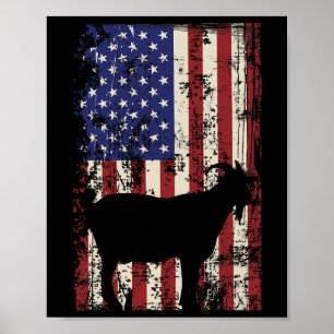 Patriotic Goat 4th Of July American Flag  Poster