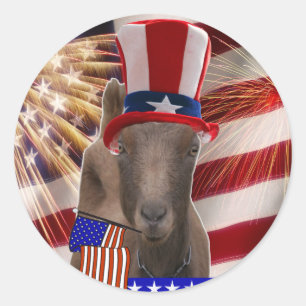 PATRIOTIC GOAT 4th OF JULY GIFTS Classic Round Sticker