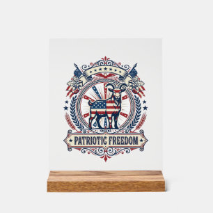 Patriotic Goat Farm Vector Graphic Tee_1 Acrylic Sign