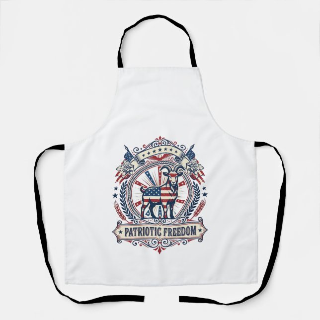 Patriotic Goat Farm Vector Graphic Tee_1 Apron (Front)