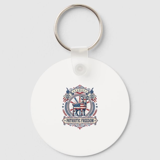 Patriotic Goat Farm Vector Graphic Tee_1 Key Ring (Front)