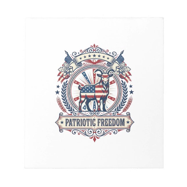 Patriotic Goat Farm Vector Graphic Tee_1 Notepad (Front)