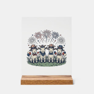 Patriotic Goats Fireworks Vintage Shirt Design_1 Acrylic Sign