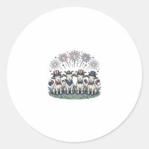 Patriotic Goats Fireworks Vintage Shirt Design_1 Classic Round Sticker