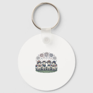 Patriotic Goats Fireworks Vintage Shirt Design_1 Key Ring