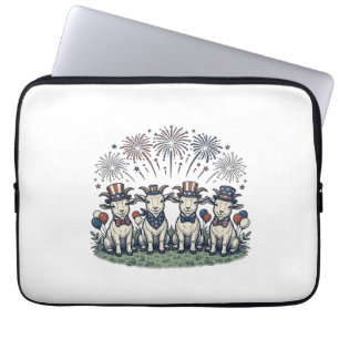 Patriotic Goats Fireworks Vintage Shirt Design_1 Laptop Sleeve